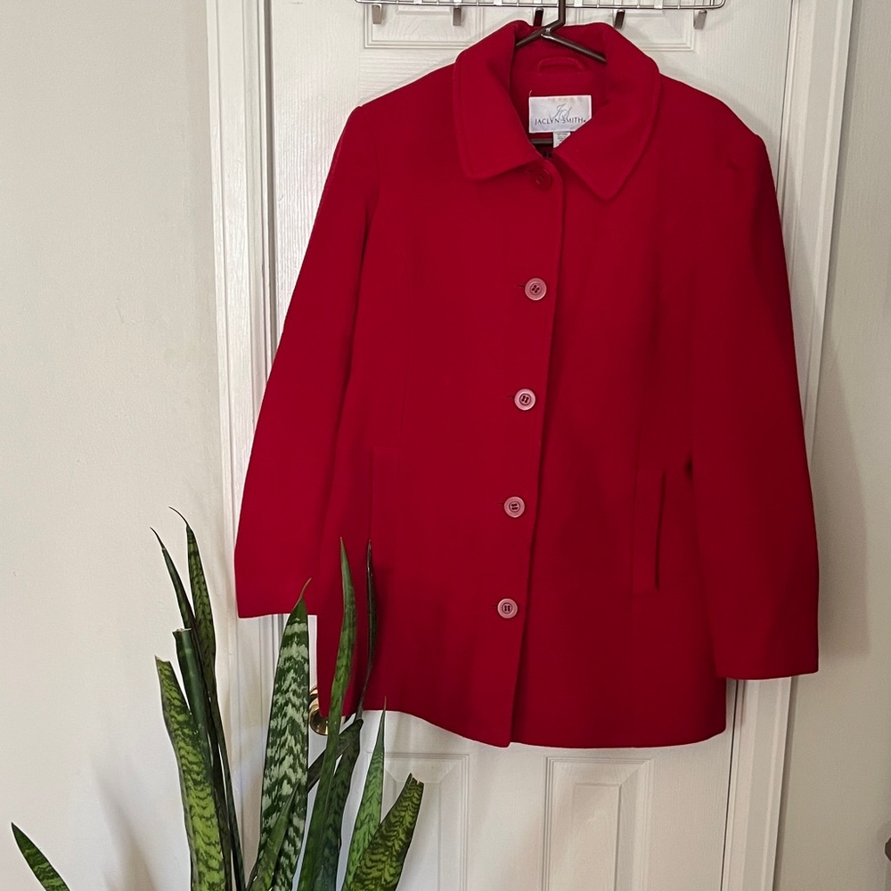 Jaclyn Smith Vibrant Red Pea Coat